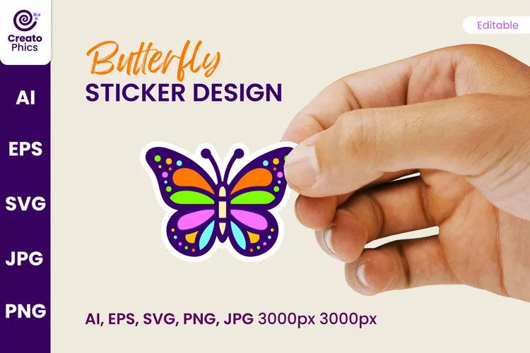 colorful butterfly sticker design craft illustration clipart