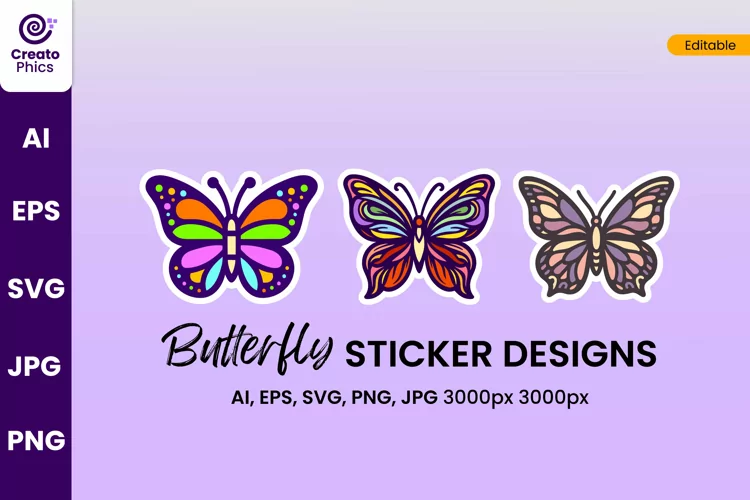 colorful butterfly sticker designs craft illustration