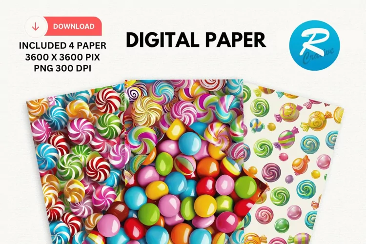 Colorful Candy Digital Paper, Candy Background