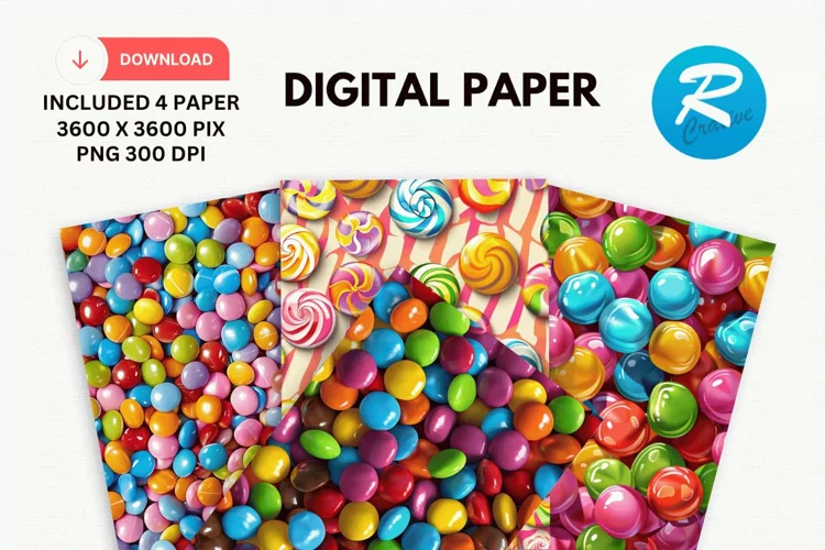 Colorful Candy Digital Paper, Candy Background