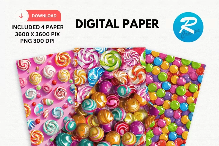 Colorful Candy Digital Paper, Candy Background