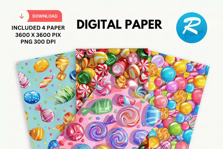 Colorful Candy Digital Paper, Candy Background