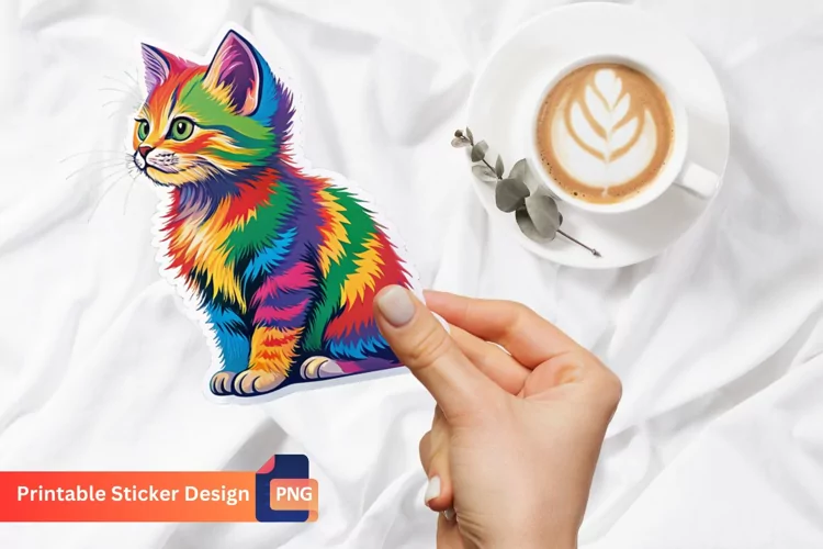 Colorful Cat Sticker, Rainbow Cat Sticker Collection