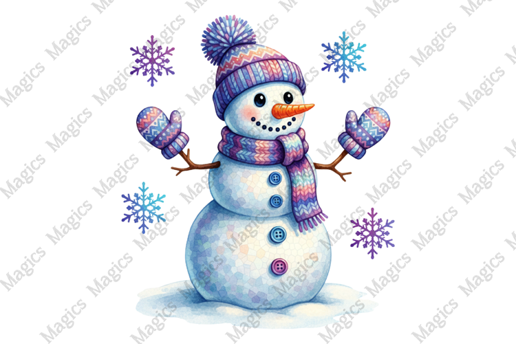 Colorful Christmas Disco Snowman Png