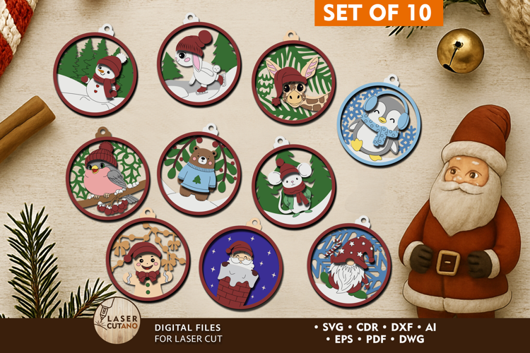 Winter Wonderland Laser Cut Christmas Ornaments