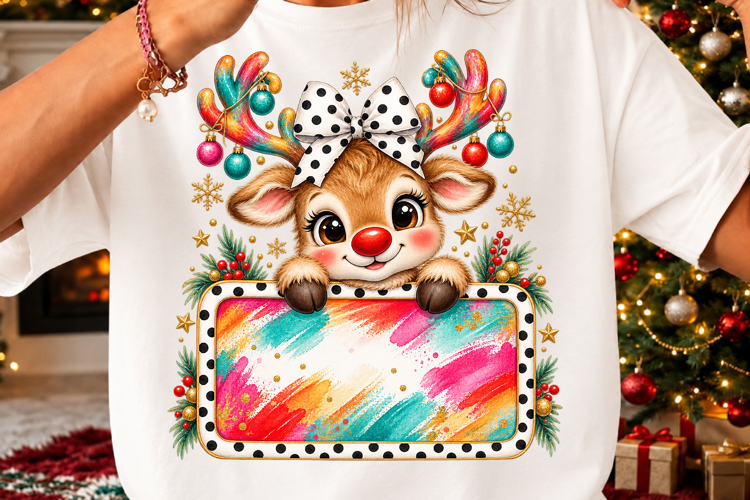 Colorful Christmas Reindeer Custom PNG
