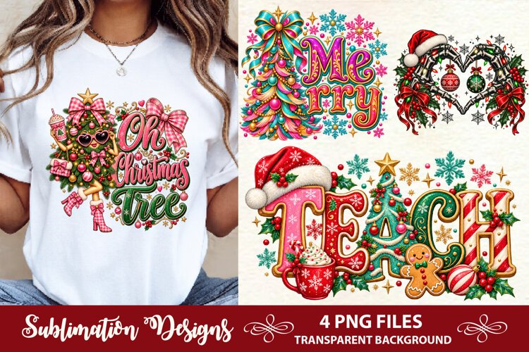 Colorful Christmas Typography PNG example image 1