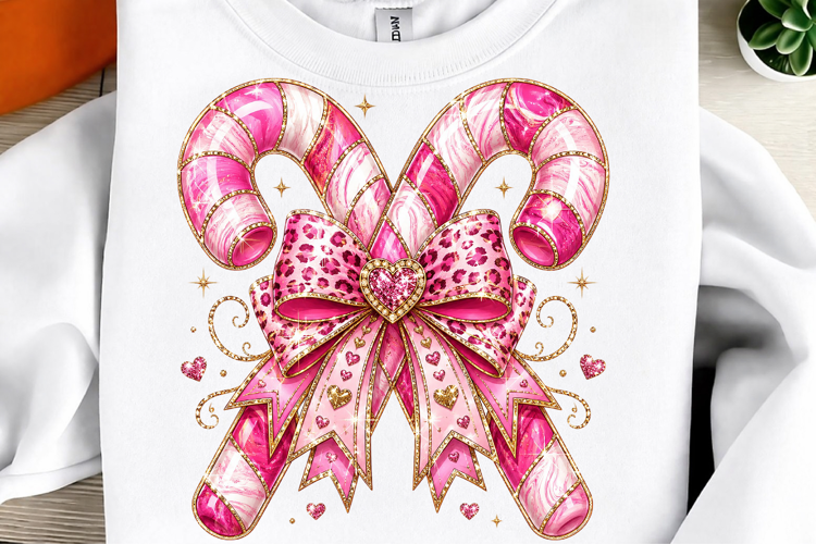 Colorful Coquette Glitter Candy Cane Png