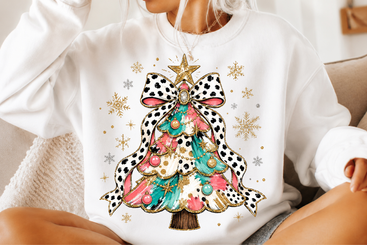 Colorful Coquette Glitter Christmas Tree Png