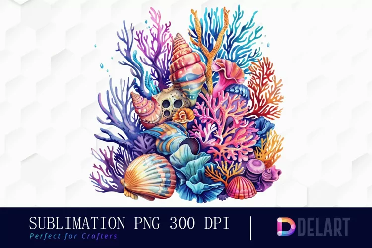 Colorful Coral Reef Sea Shell Graphics Clipart