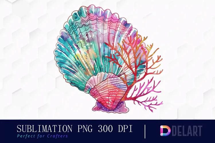 Colorful Coral Reef Sea Shell Graphics Clipart