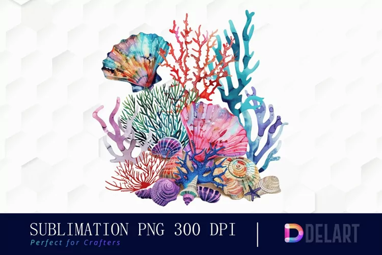 Colorful Coral Reef Sea Shell Graphics Clipart