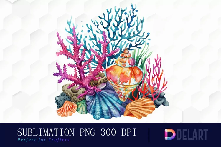 Colorful Coral Reef Sea Shell Graphics Clipart