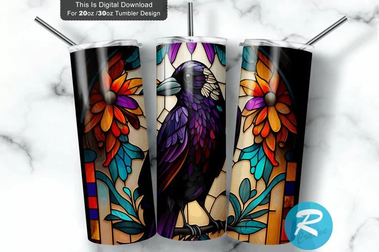 Colorful Crow Big Eyes 20oz/30oz Skinny Tumbler