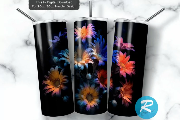 Colorful Daisy Flowers 20oz/30oz Skinny Tumbler