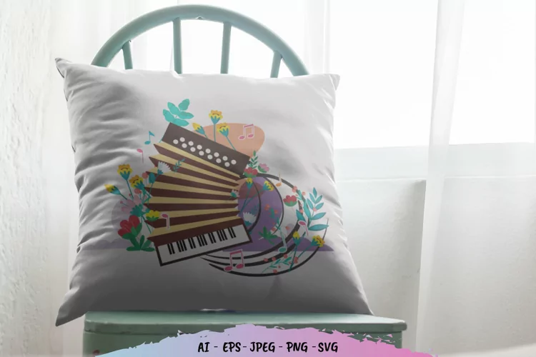 Colorful Decorative Floral Music Key Note - Piano Accordion