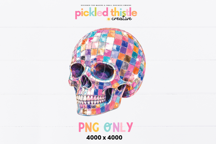 Disco Skull PNG, Colorful Halloween Skull Shirt Design