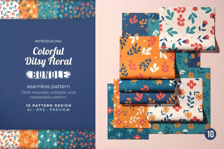 Colorful Ditsy Floral - Seamless Pattern