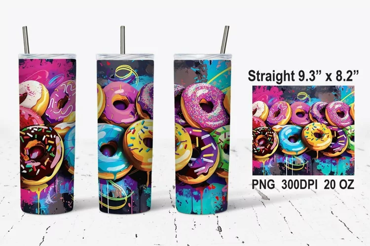 Colorful Donuts Tumbler Wrap, Donuts Tumbler Wrap