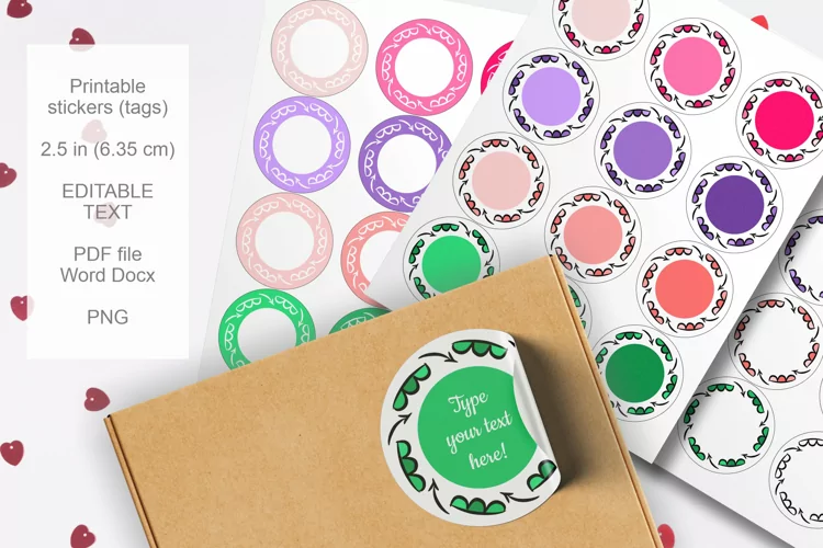 Colorful Doodles Round Labels 12 per paper 2.5 in