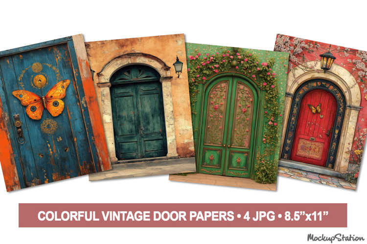 Old Door Junk Journal Pages | Vintage Scrapbooking JPG