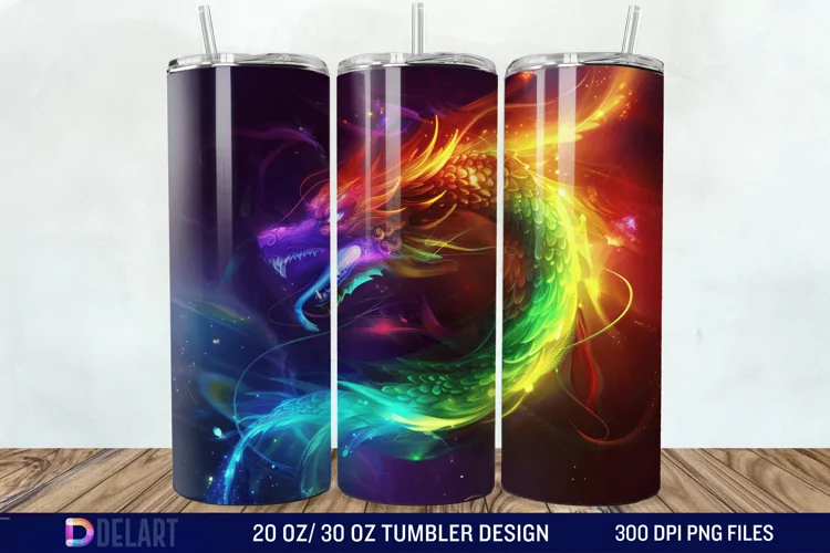 3D Tranquil Desert Oasis Stained Glass Tumbler Wrap