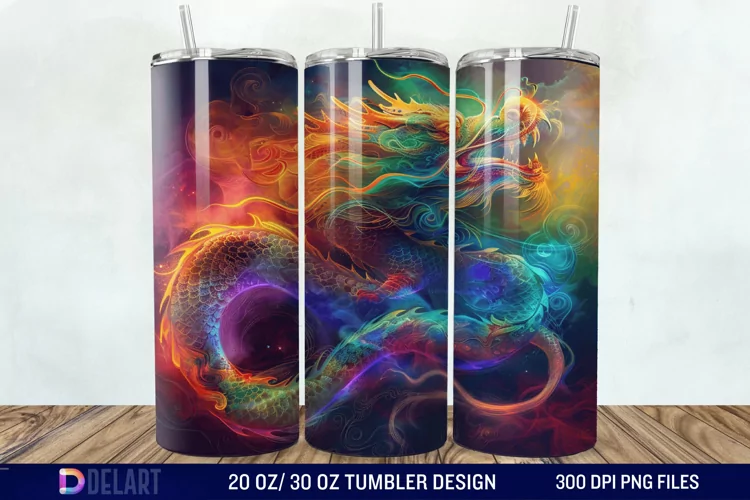 3D Tranquil Desert Oasis Stained Glass Tumbler Wrap