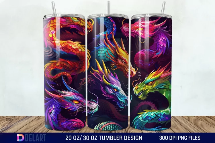 3D Tranquil Desert Oasis Stained Glass Tumbler Wrap