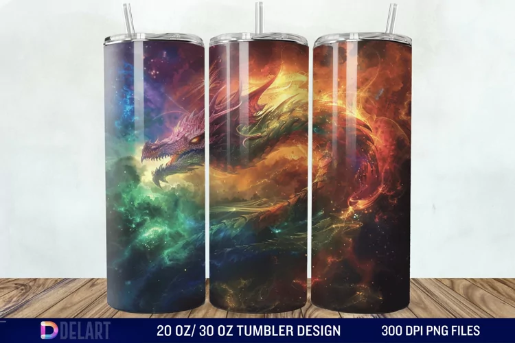 3D Tranquil Desert Oasis Stained Glass Tumbler Wrap