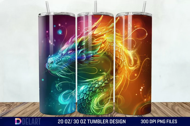 Colorful Dragon Tumbler Wrap