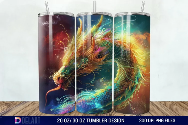 3D Tranquil Desert Oasis Stained Glass Tumbler Wrap