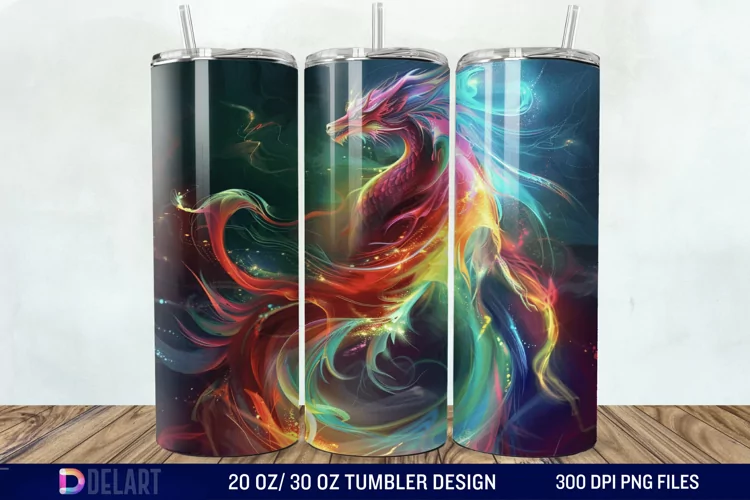 Colorful Dragon Tumbler Wrap