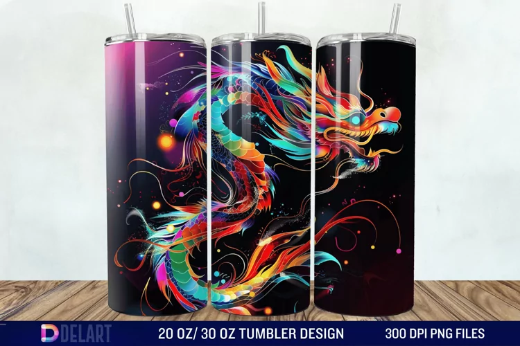 Colorful Dragon Tumbler Wrap