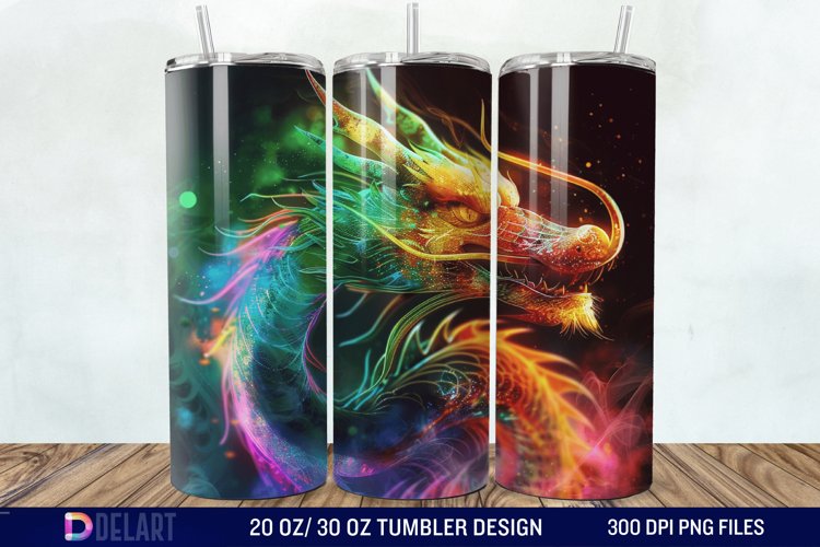 Colorful Dragon Tumbler Wrap example image 1