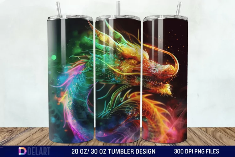 Colorful Dragon Tumbler Wrap