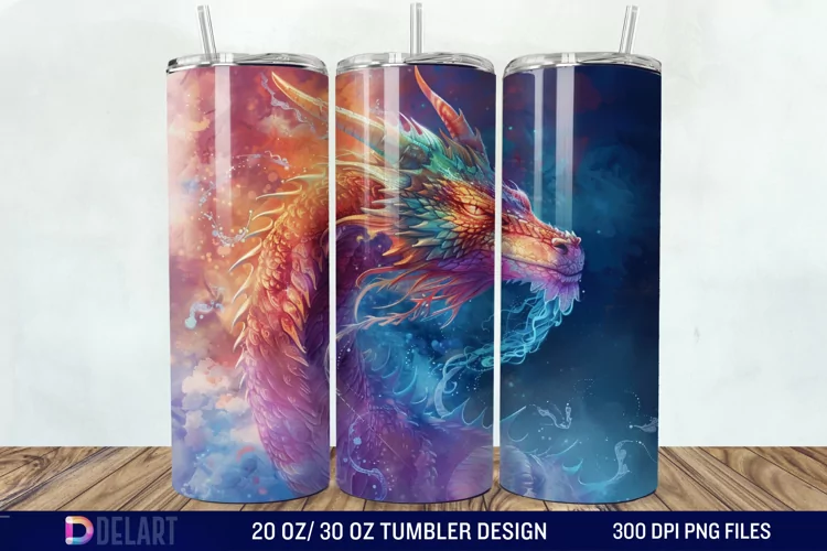 3D Tranquil Desert Oasis Stained Glass Tumbler Wrap