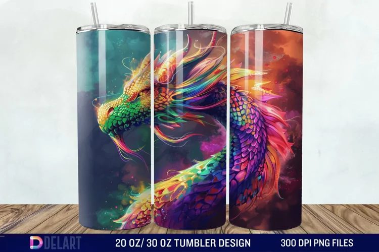 Colorful Dragon Tumbler Wrap