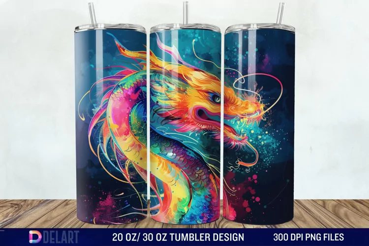 Colorful Dragon Tumbler Wrap