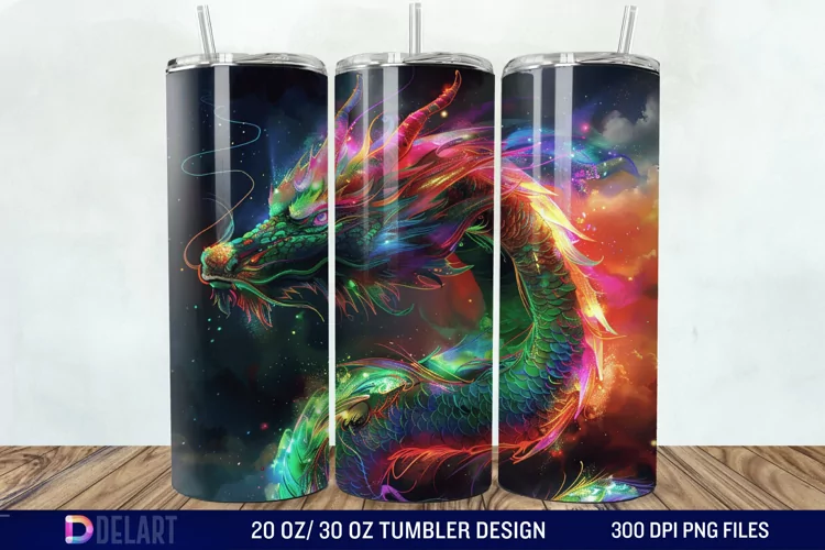 3D Tranquil Desert Oasis Stained Glass Tumbler Wrap