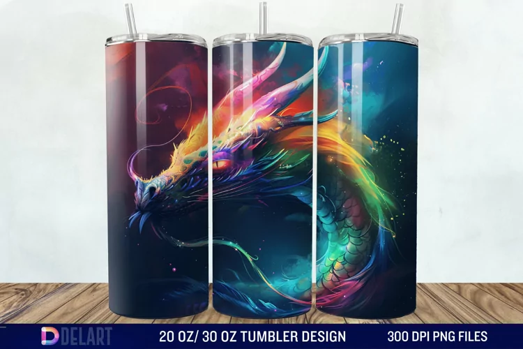 3D Tranquil Desert Oasis Stained Glass Tumbler Wrap