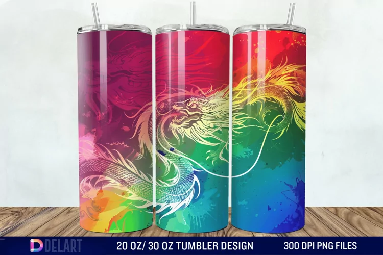 3D Tranquil Desert Oasis Stained Glass Tumbler Wrap