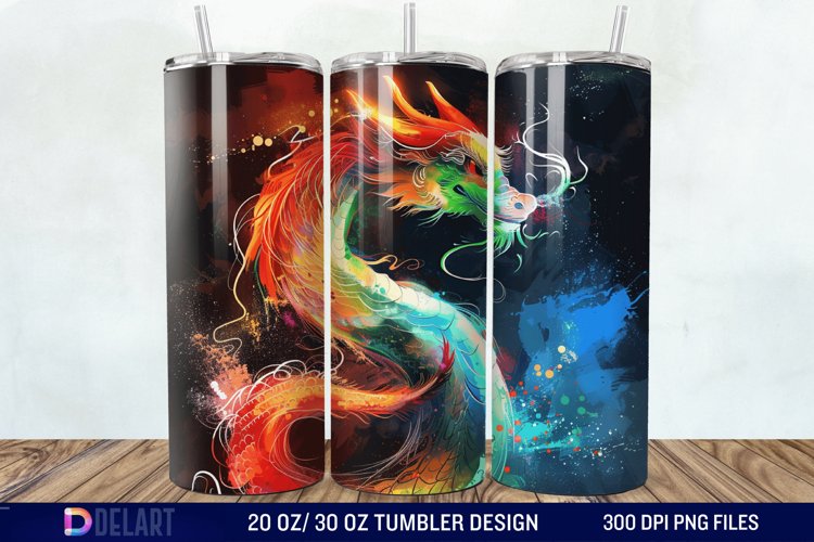 3D Tranquil Desert Oasis Stained Glass Tumbler Wrap example image 1
