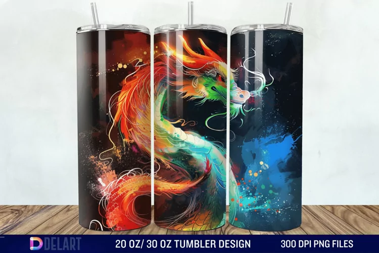 3D Tranquil Desert Oasis Stained Glass Tumbler Wrap