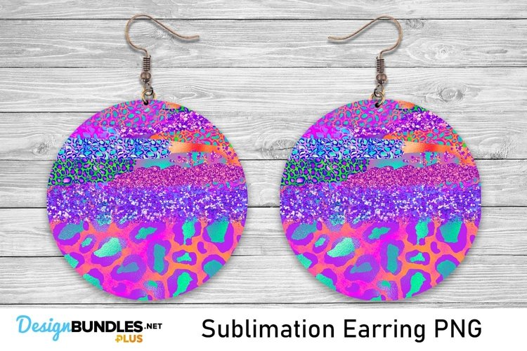 Sublimation Purple and Pinks Leopard Earrings - Sublimation example image 1