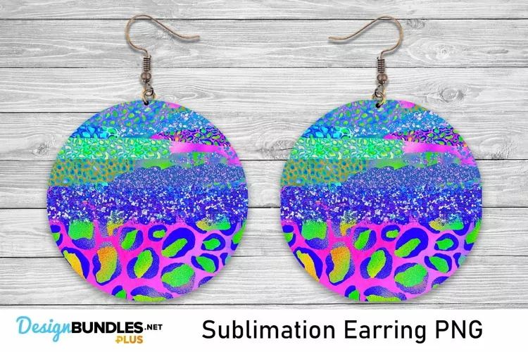 Sublimation Purple and Green Leopard Earrings - Sublimation