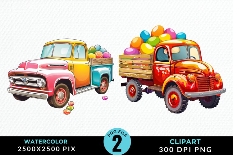 Colorful Easter Eggs Truck Set Clipart