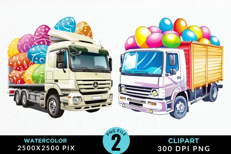 Colorful Easter Eggs Truck Fun Clipart