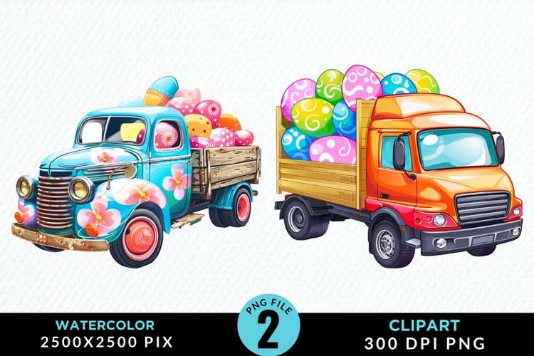 Colorful Easter Eggs Truck Set Clipart example image 1