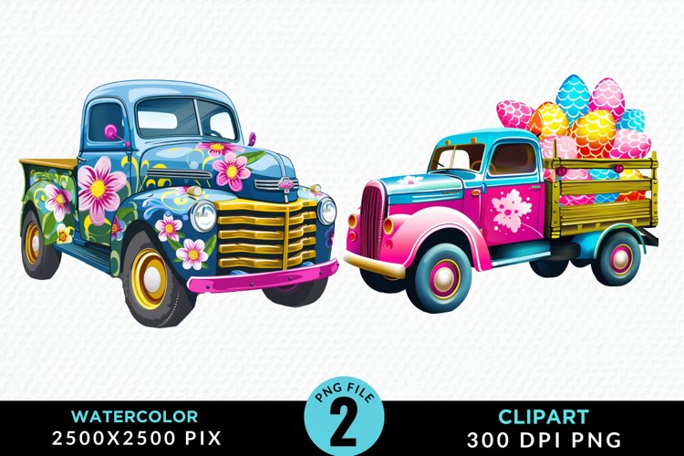 Colorful Easter Eggs Truck Set Clipart