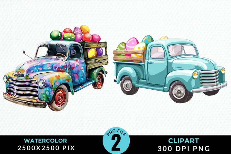 Colorful Easter Eggs Truck Set Clipart example image 1